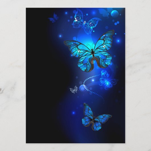 Morpho Butterfly in the Dark Background Menükarte (Vorderseite)