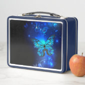 Morpho Butterfly in the Dark Background Metall Brotdose (Beispiel)