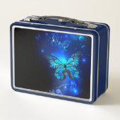 Morpho Butterfly in the Dark Background Metall Brotdose (Rückseite)