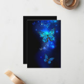 Morpho Butterfly in the Dark Background Mitteilungskarte (Vorderseite/Rückseite Beispiel)