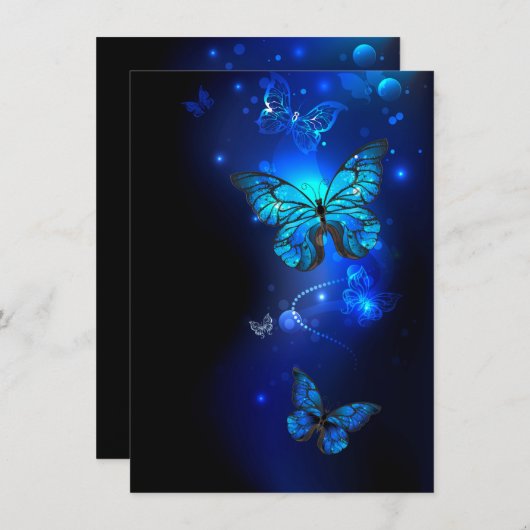 Morpho Butterfly in the Dark Background Mitteilungskarte (Vorne/Hinten)