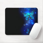 Morpho Butterfly in the Dark Background Mousepad (Mit Mouse)