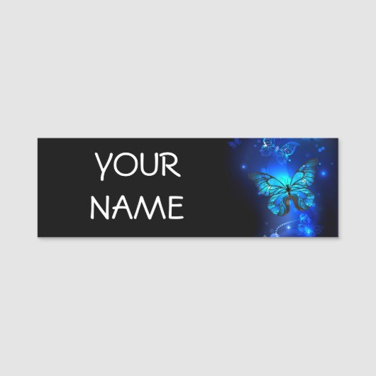 Morpho Butterfly in the Dark Background Namensschild (Vorderseite)
