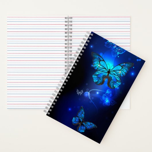 Morpho Butterfly in the Dark Background Notizblock (Innen)