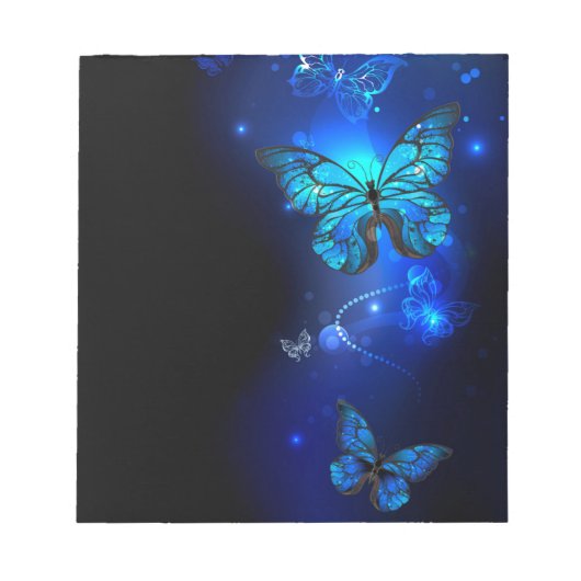 Morpho Butterfly in the Dark Background Notizblock (Vorderseite)
