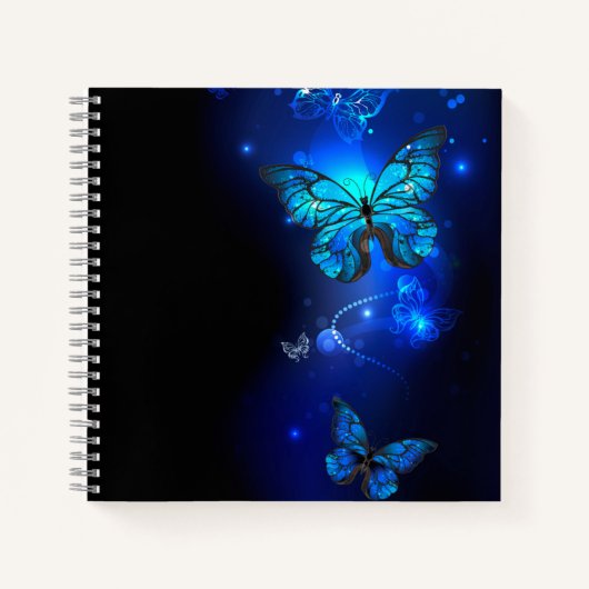 Morpho Butterfly in the Dark Background Notizblock (Vorderseite)