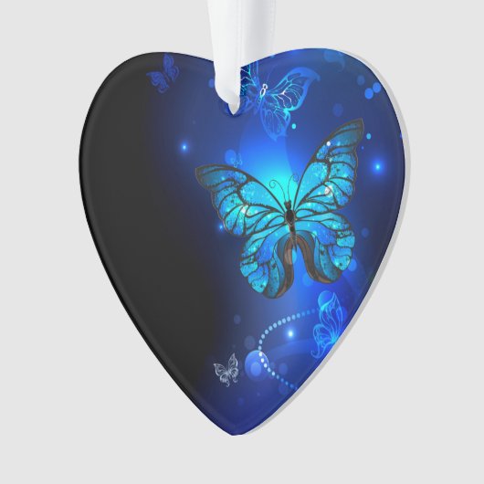 Morpho Butterfly in the Dark Background Ornament (Vorderseite)