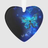 Morpho Butterfly in the Dark Background Ornament (Vorderseite)