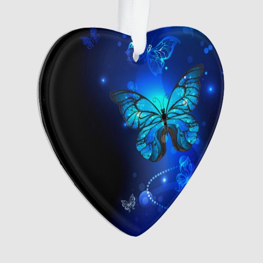 Morpho Butterfly in the Dark Background Ornament (Vorderseite)