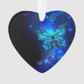 Morpho Butterfly in the Dark Background Ornament (Rückseite)