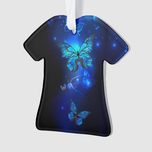 Morpho Butterfly in the Dark Background Ornament (Vorderseite)