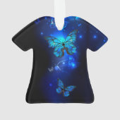 Morpho Butterfly in the Dark Background Ornament (Rückseite)