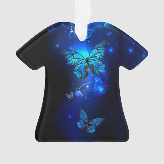 Morpho Butterfly in the Dark Background Ornament (Vorderseite)
