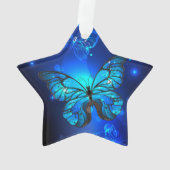 Morpho Butterfly in the Dark Background Ornament (Rückseite)