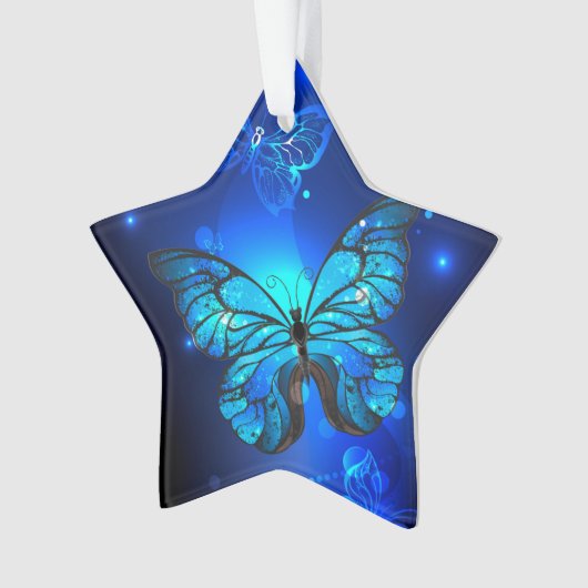 Morpho Butterfly in the Dark Background Ornament (Vorderseite)