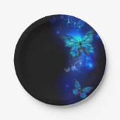 Morpho Butterfly in the Dark Background Pappteller (Vorderseite)