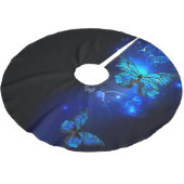Morpho Butterfly in the Dark Background Polyester Weihnachtsbaumdecke (Schrägansicht)