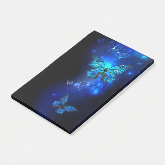 Morpho Butterfly in the Dark Background Post-it Klebezettel (angewinkelt)