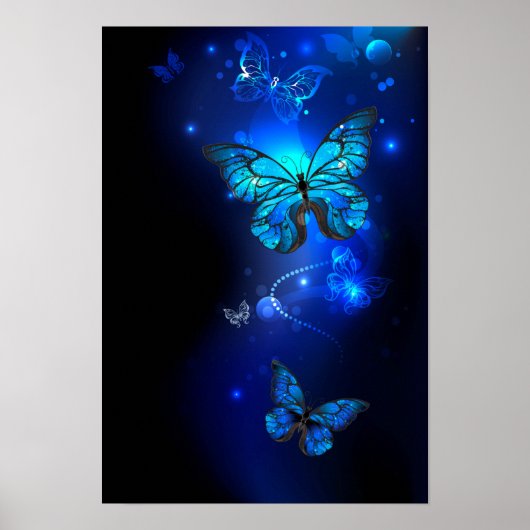 Morpho Butterfly in the Dark Background Poster (Vorne)