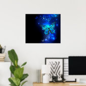 Morpho Butterfly in the Dark Background Poster (Heimbüro)