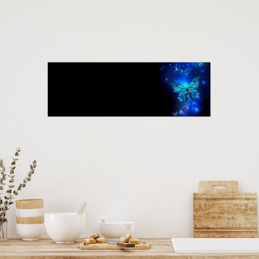 Morpho Butterfly in the Dark Background Poster (Küche)