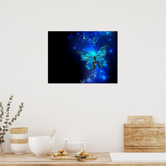 Morpho Butterfly in the Dark Background Poster (Küche)