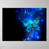 Morpho Butterfly in the Dark Background Poster (Vorne)