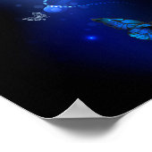 Morpho Butterfly in the Dark Background Poster (Ecke)