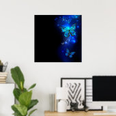Morpho Butterfly in the Dark Background Poster (Heimbüro)