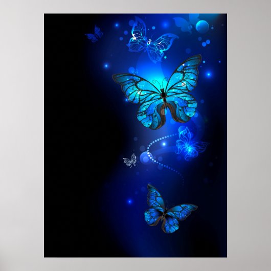 Morpho Butterfly in the Dark Background Poster (Vorne)