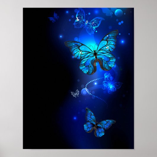 Morpho Butterfly in the Dark Background Poster (Vorne)
