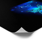 Morpho Butterfly in the Dark Background Poster (Ecke)