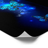 Morpho Butterfly in the Dark Background Poster (Ecke)