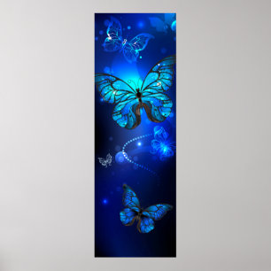 Morpho Butterfly in the Dark Background Poster