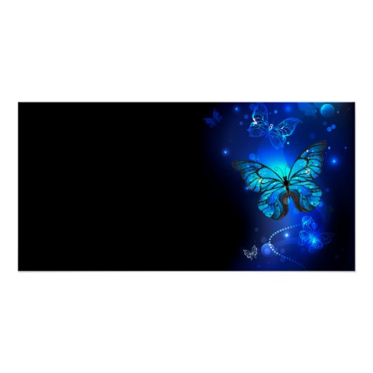 Morpho Butterfly in the Dark Background Poster (Vorderseite)