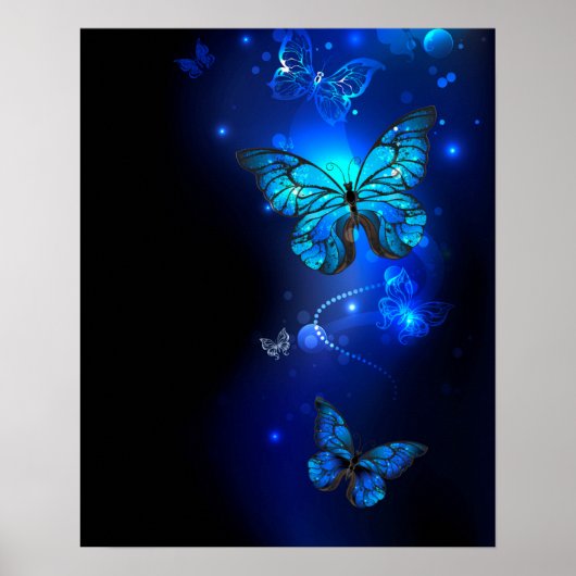 Morpho Butterfly in the Dark Background Poster (Vorne)