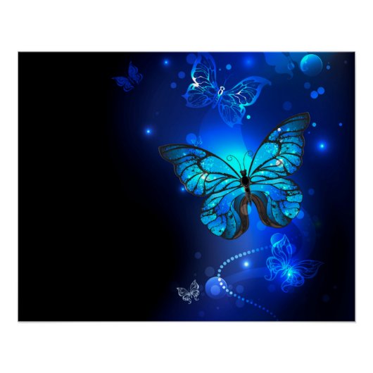 Morpho Butterfly in the Dark Background Poster (Vorderseite)