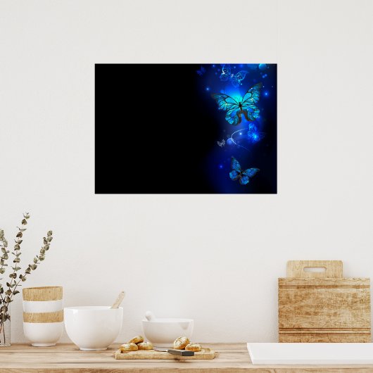 Morpho Butterfly in the Dark Background Poster (Küche)