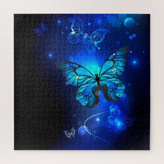 Morpho Butterfly in the Dark Background Puzzle (Vertikal)