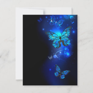 Morpho Butterfly in the Dark Background RSVP Karte