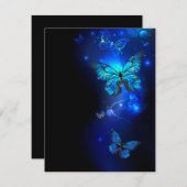 Morpho Butterfly in the Dark Background RSVP Karte (Vorne/Hinten)