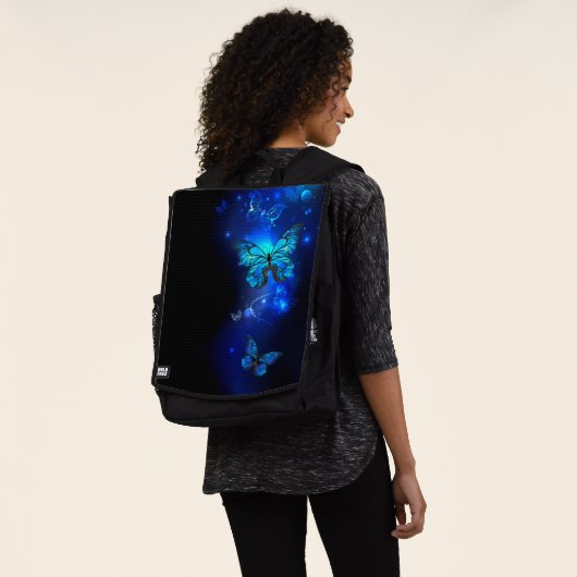 Morpho Butterfly in the Dark Background Rucksack (Ausgewaschen)