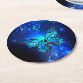 Morpho Butterfly in the Dark Background Runder Pappuntersetzer (Angewinkelt)