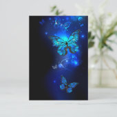 Morpho Butterfly in the Dark Background Save The Date (Stehend Vorderseite)