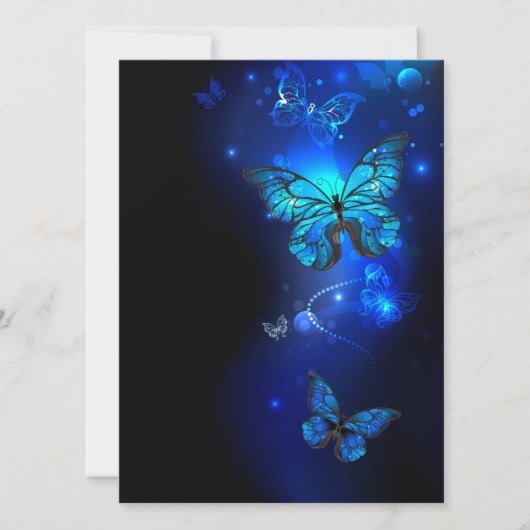 Morpho Butterfly in the Dark Background Save The Date (Vorderseite)