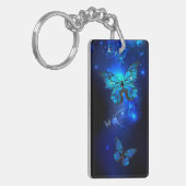 Morpho Butterfly in the Dark Background Schlüsselanhänger (Vorderseite links)