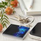 Morpho Butterfly in the Dark Background Schlüsselanhänger (Vorderseite rechts)