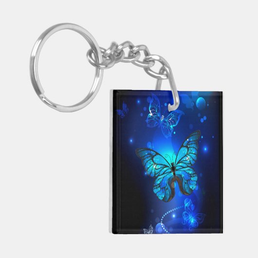 Morpho Butterfly in the Dark Background Schlüsselanhänger (Vorderseite links)