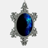 Morpho Butterfly in the Dark Background Schneeflocken Zinn-Ornament (Links)