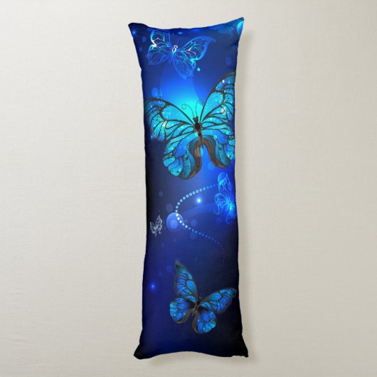 Morpho Butterfly in the Dark Background Seitenschläferkissen (Rückseite (Vertikal))